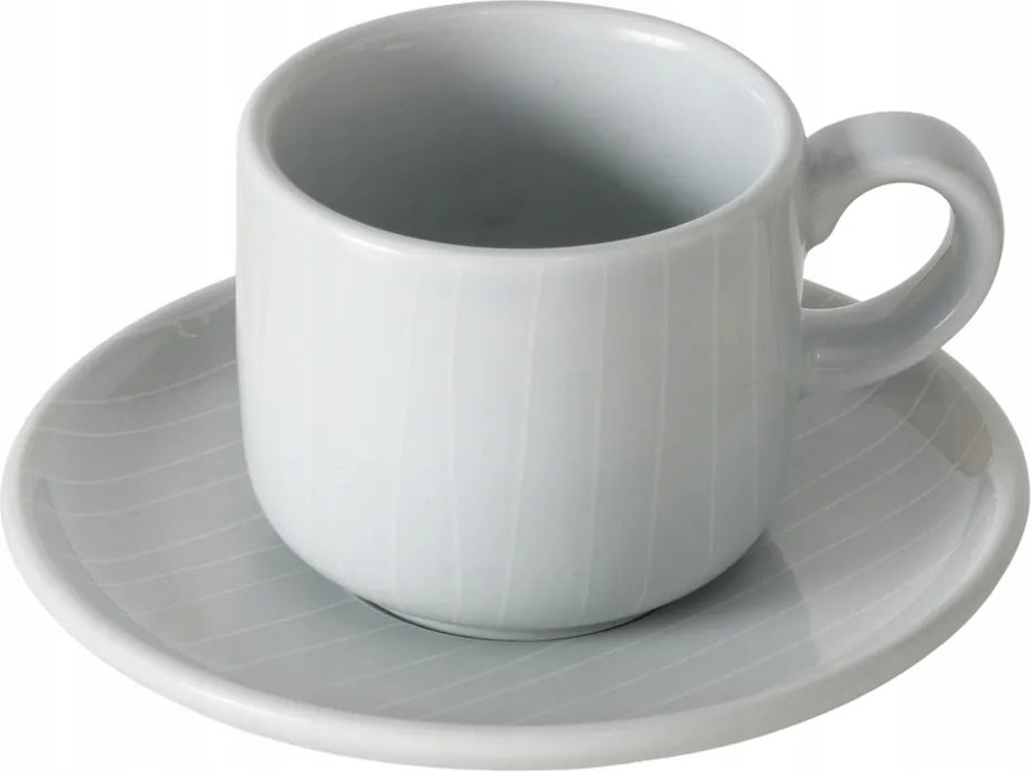 Porcelán Csésze Szürke Csészealjjal 11,2X11,2X5,6 CM Kézzel Készített