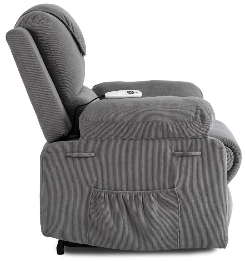 Elektromosan Vezérelhető Masszázsfunkciós Relaxfotel Szürke Színben, Felállást Segítő Funkcióval. FENIX