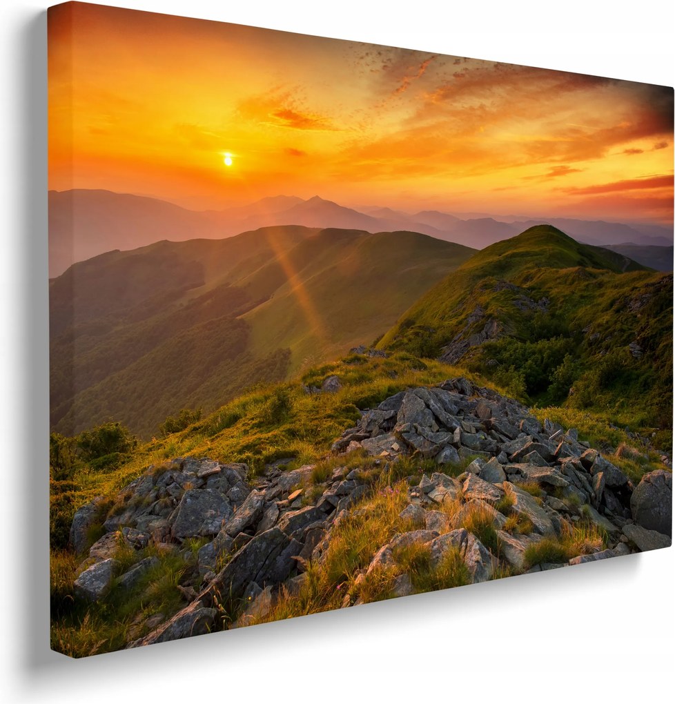 Falikép Hegyi panoráma vászon fa keret 40x30 cm