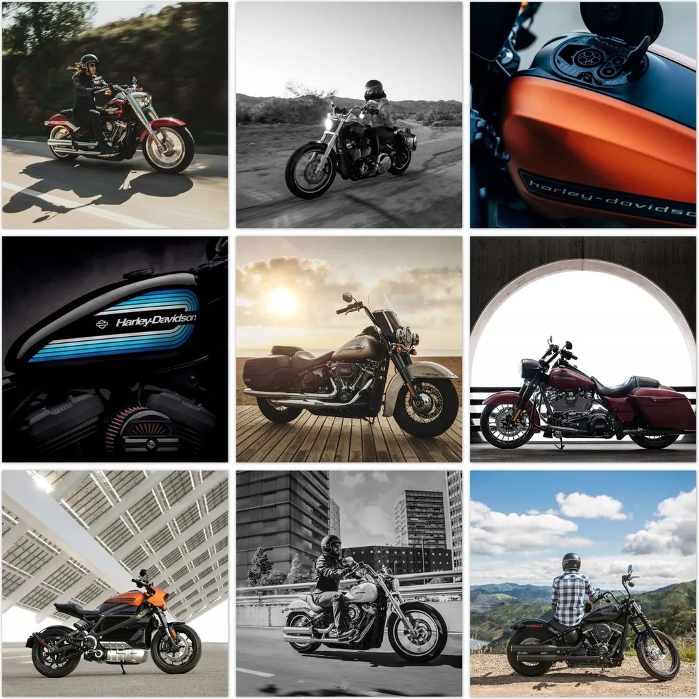 Poszter szett 9x 30x30 Mix Harley Davidson