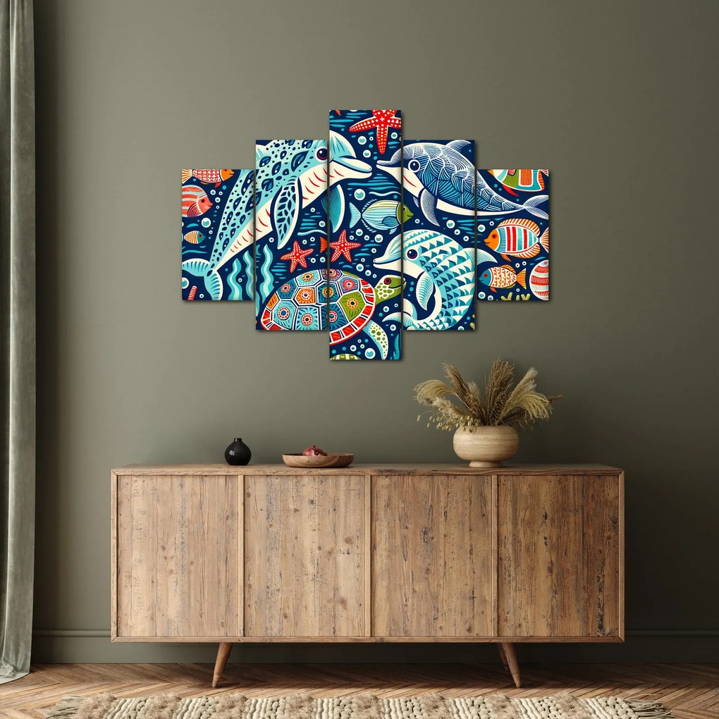 Kép – Rajzolt vízi állatok (150x105 cm)