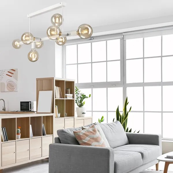 Csillár rúdon ASTRID 8xE27/60W/230V fehér