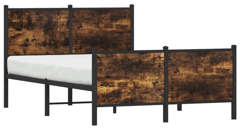 füstös tölgy színű fém ágykeret matrac nélkül 120 x 200 cm