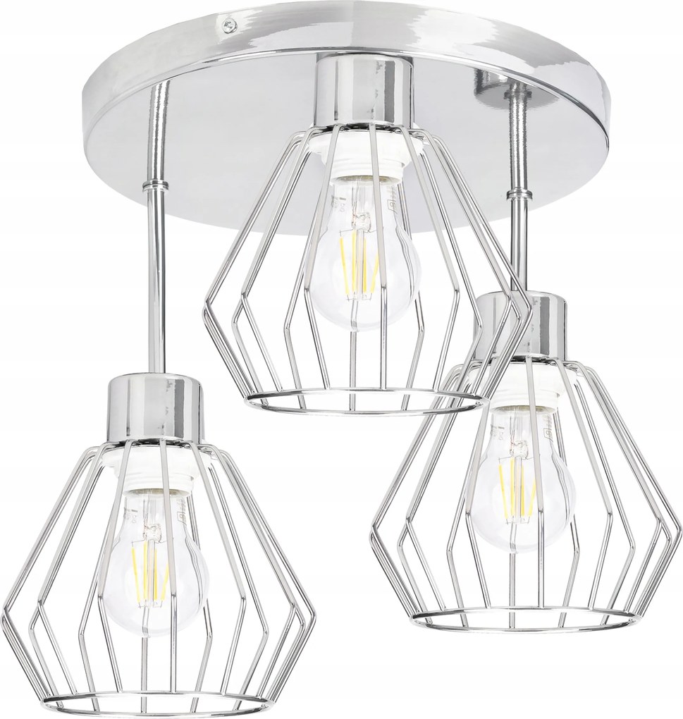 Lámpa plafon csillár magas loft drót E27 króm