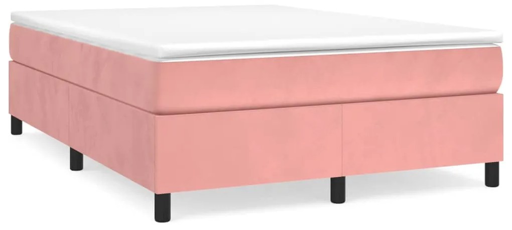 rózsaszín bársony rugós ágykeret 140x200 cm