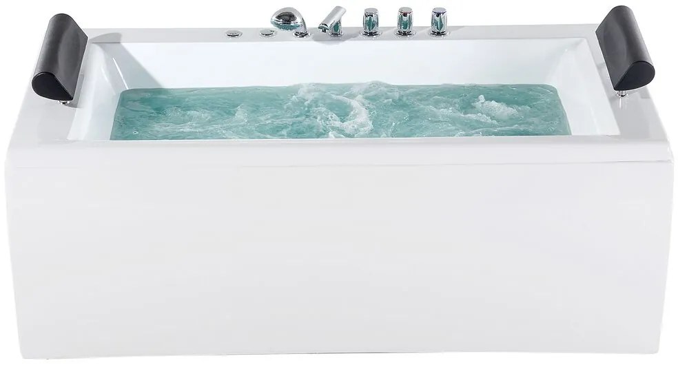 Fehér whirlpool masszázskád LED világítással 172 x 83 cm MONTEGO Beliani