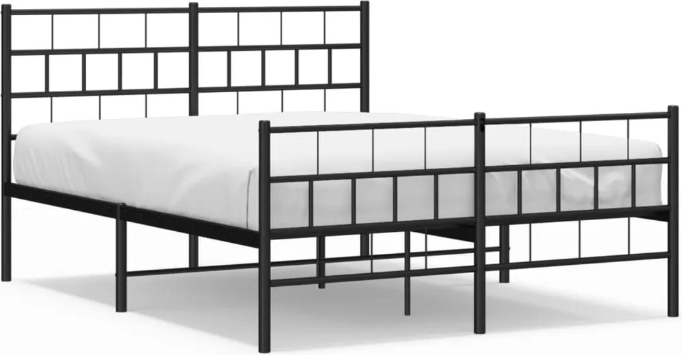 vidaXL fekete fém ágykeret fej- és lábtámlával 120 x 190 cm