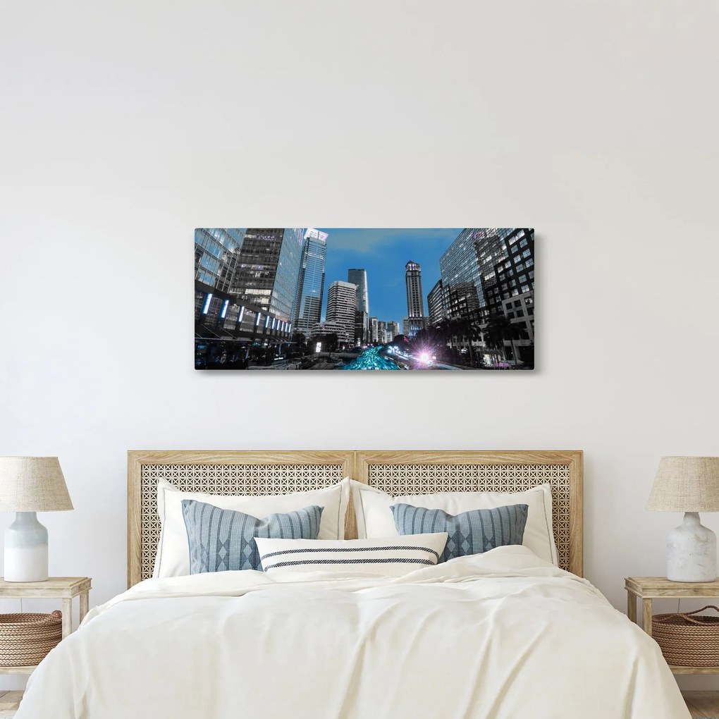 Éjszakai város képe (120x50 cm)