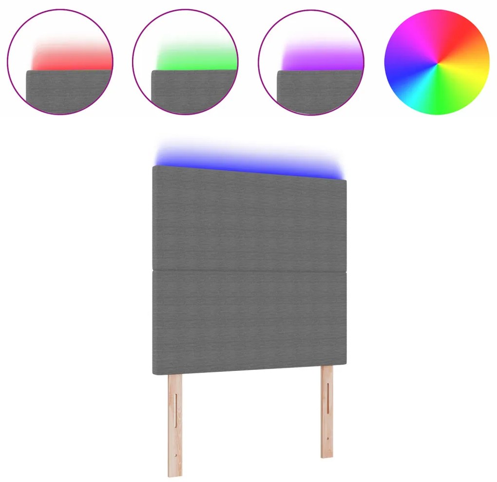 LED Fejtámla Világosszürke 100 cm Corduroy Anyag