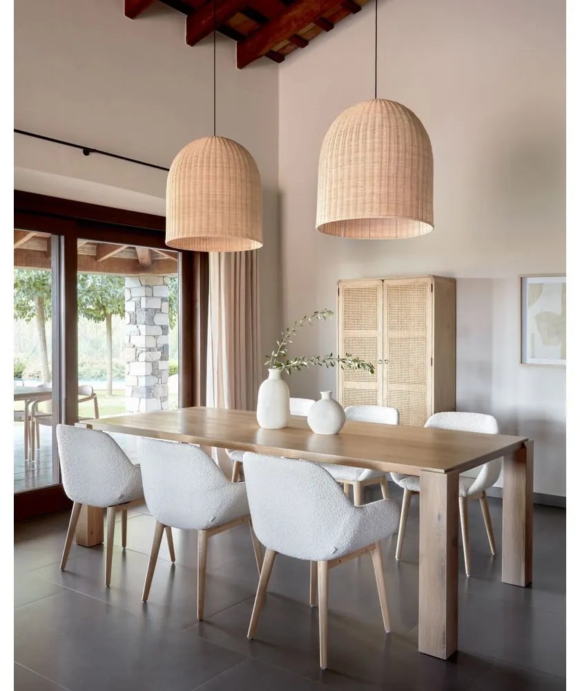 Natúr színű étkezőasztal tölgyfa dekorral 110x220 cm Deyanira – Kave Home