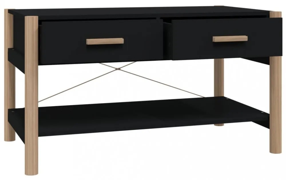 fekete szerelt fa dohányzóasztal 82 x 48 x 45 cm