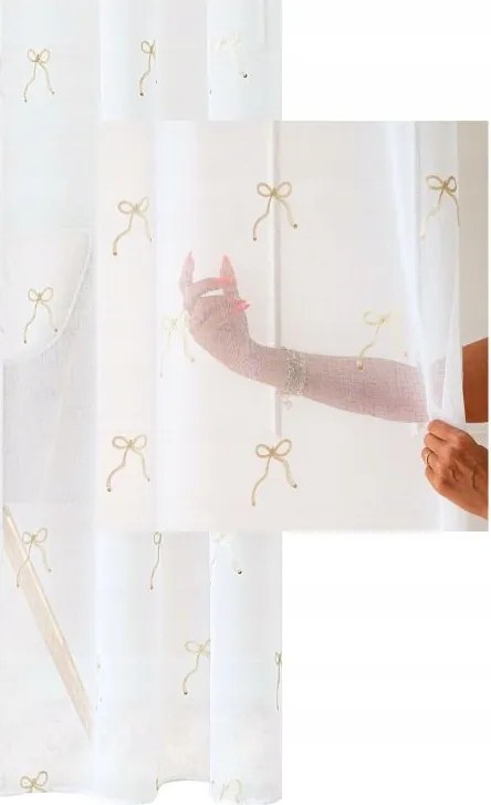 Függöny Finom masnis fehér finom ráncoló szalaggal sz.390x230
