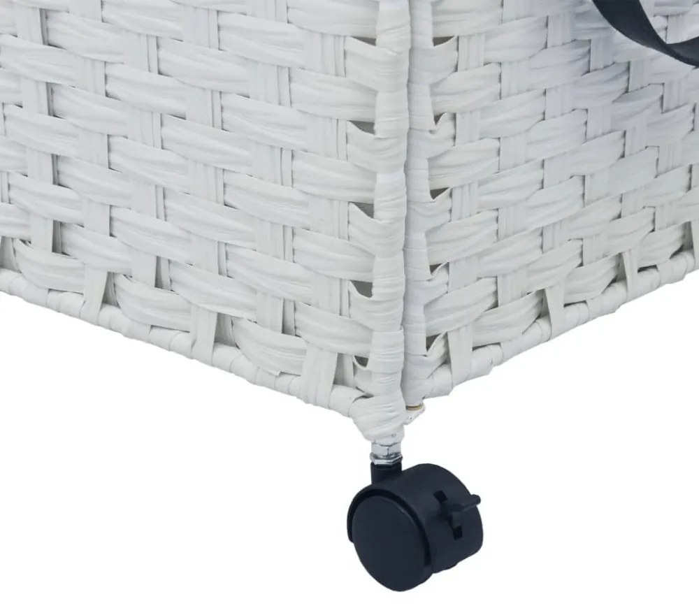 fehér rattan szennyeskosár kerekekkel 60x35x60,5 cm