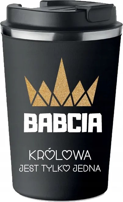 Prémium Termo Bögre fekete ajándék Nagymama Napjára királynő KT_512_cz