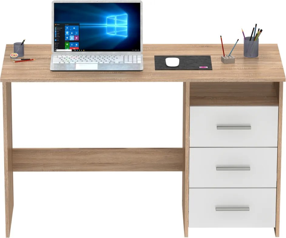 Számítógépasztal, sonoma tölgyfa/fehér, LARISTOTE NEW