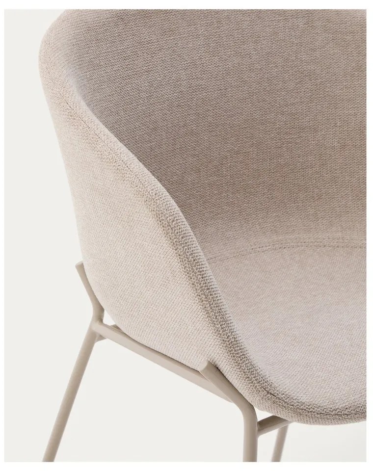 Bézs kárpitozott karfás étkezőfotel Yvette – Kave Home