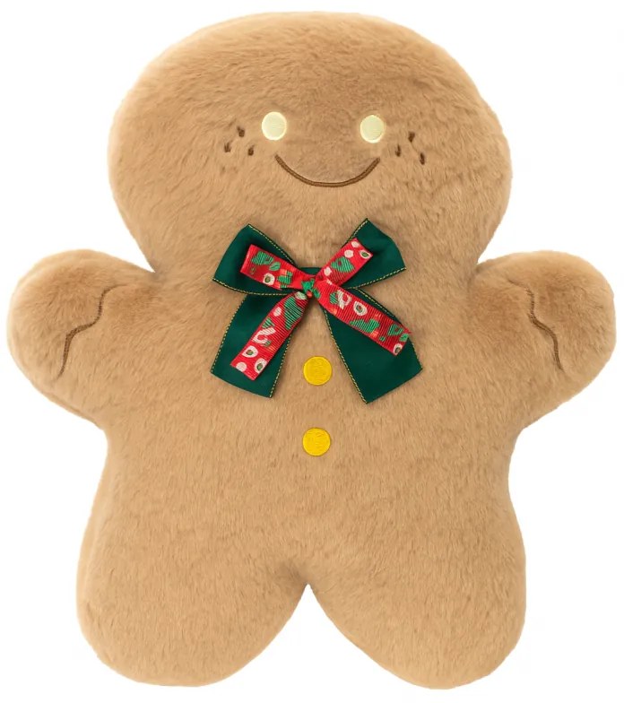 Bársonyos díszpárna mézeskalács formában GINGERBREAD, bézs