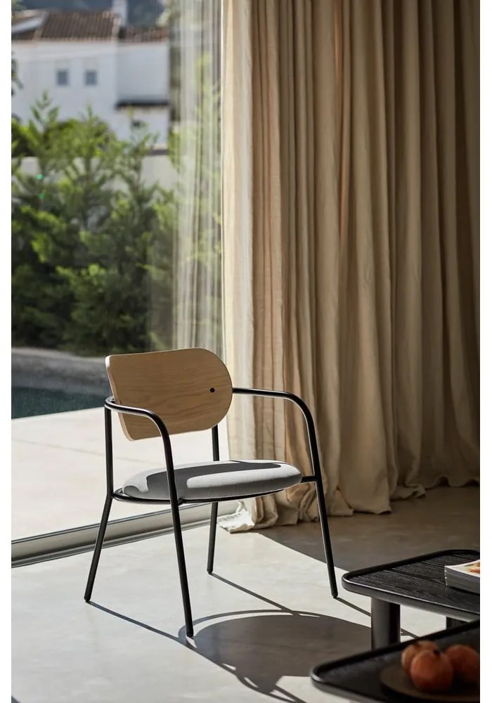 Világosszürke fotel kőrisfa dekorral Eclipse - Teulat