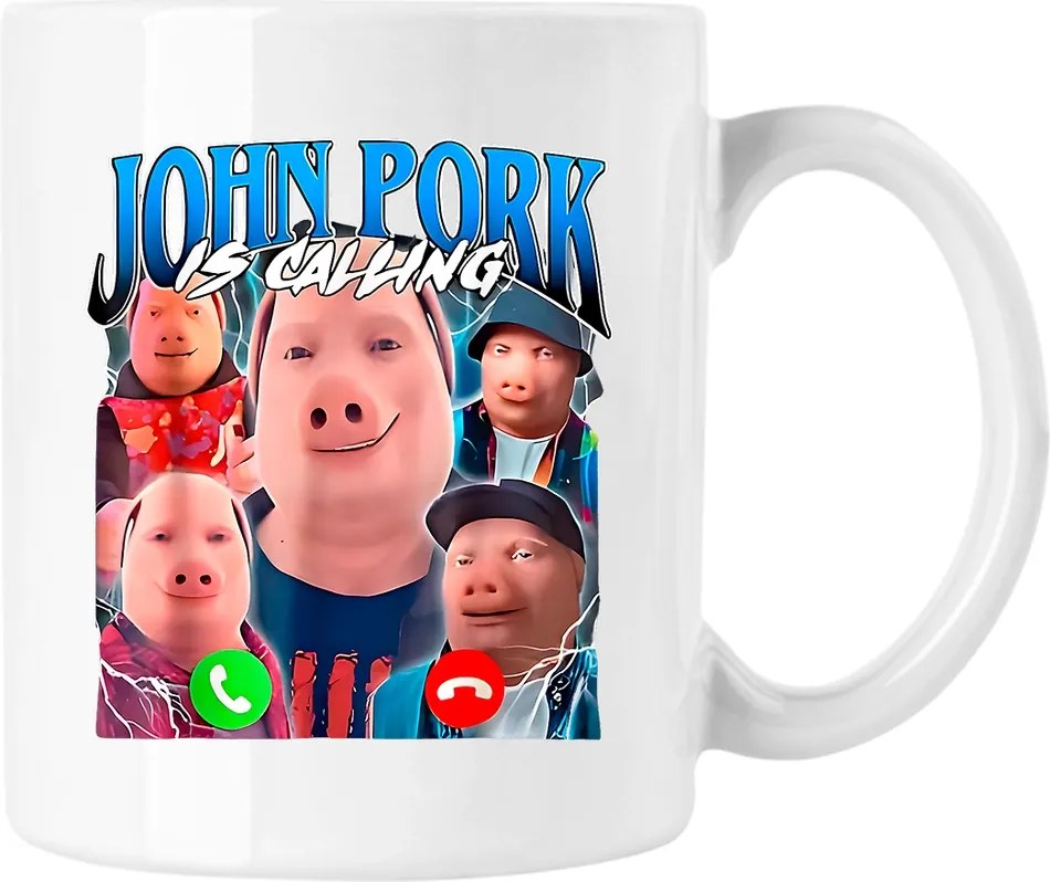 Bögre john pork malac brainrot vicc 2 fehér 330ml