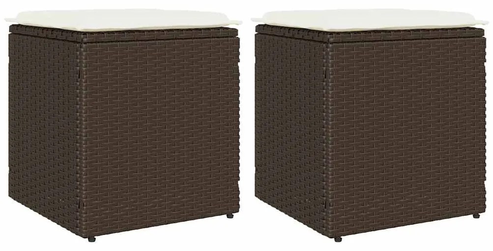 2 db barna polyrattan kerti szék párnával 40x40x43 cm