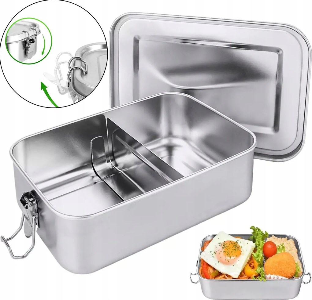 1400ml Rozsdamentes acél uzsonnás doboz rekesszel