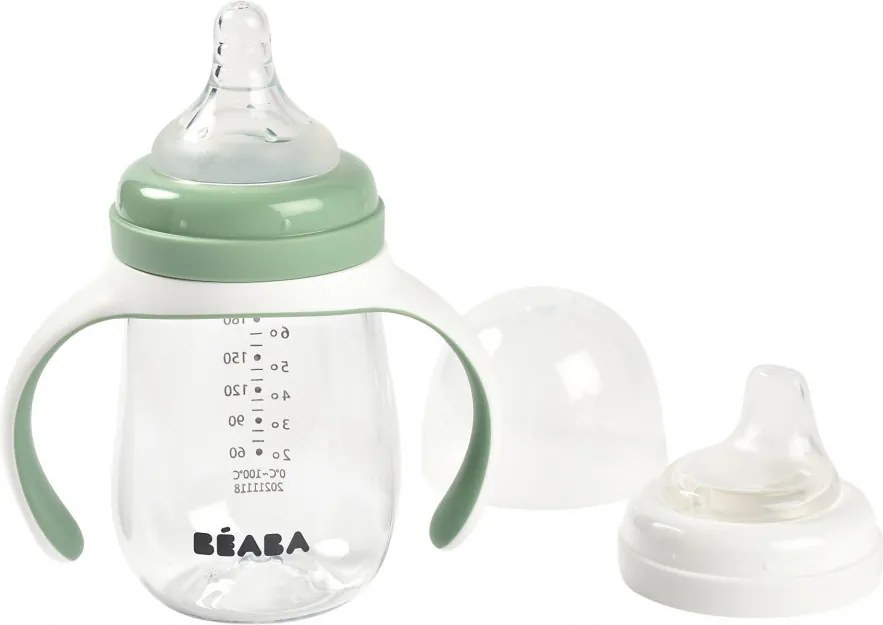 Béaba 2 az 1-ben Tanuló cumisüveg 210 ml - Zsályazöld