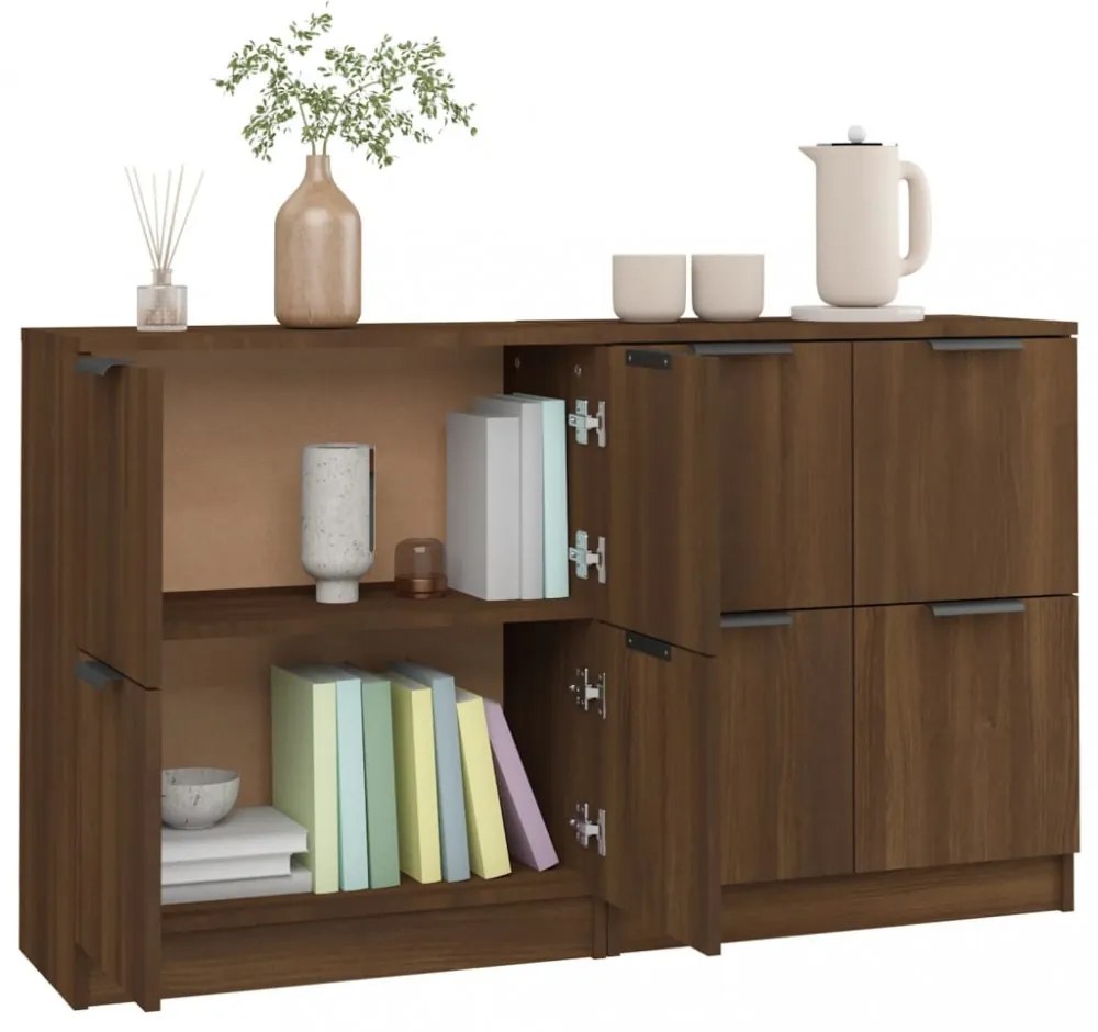 vidaXL 2 db barna tölgyszínű szerelt fa tálalóasztal 60 x 30 x 70 cm