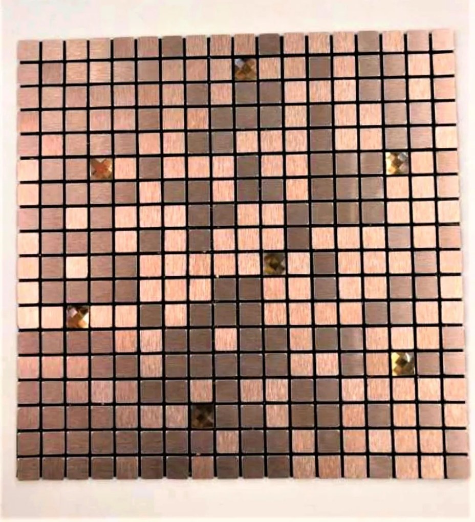 5 darab 3d Öntapadós Ragasztható Rose Arany Mini Mozaik Strassz Berakással- Fém Csempe - Mozaik Panel 30 X 30 C
