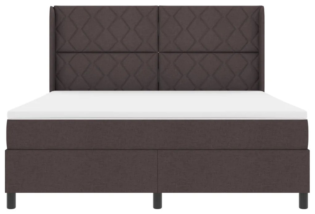 Box Spring Ágy Matraccal és LED-del, Sötét Barna 180x200 cm Szövet