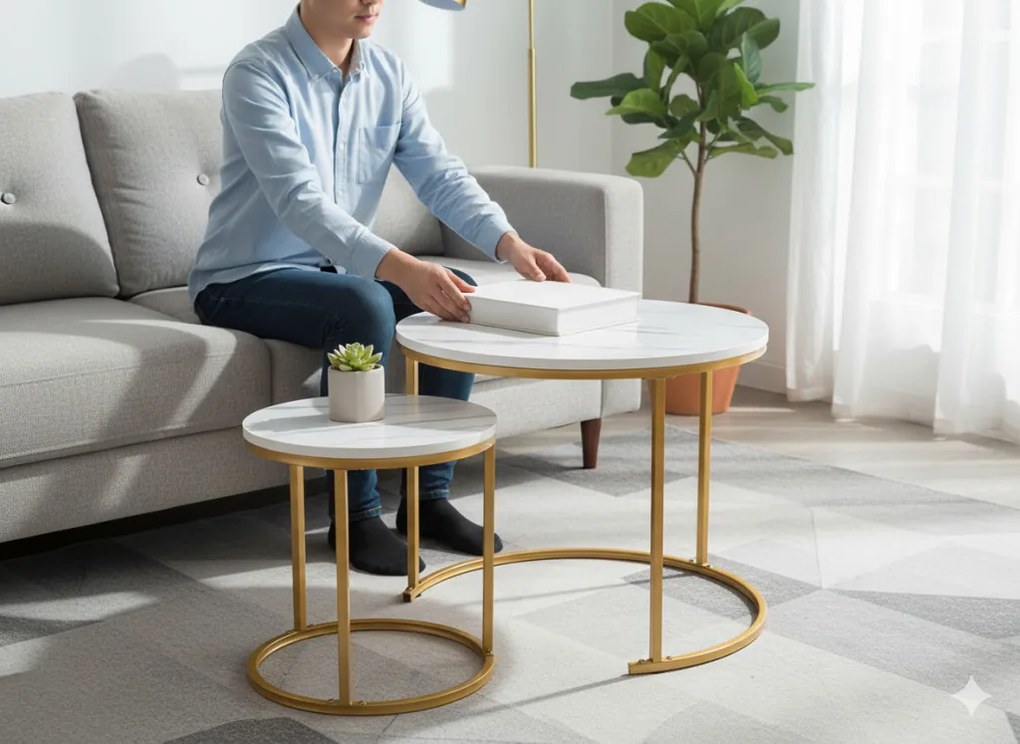 Kétrészes Kerek Dohányzóasztal