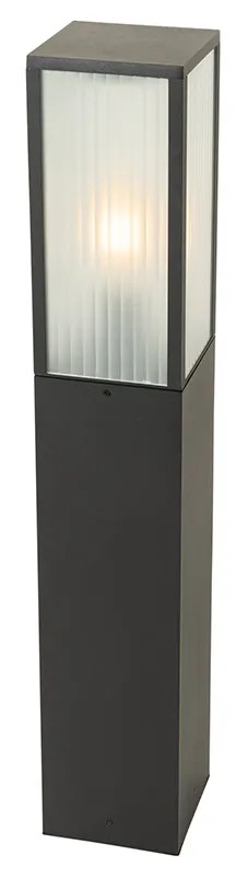 Álló kültéri lámpa fekete bordázott üveggel 80 cm IP44 - Charlois