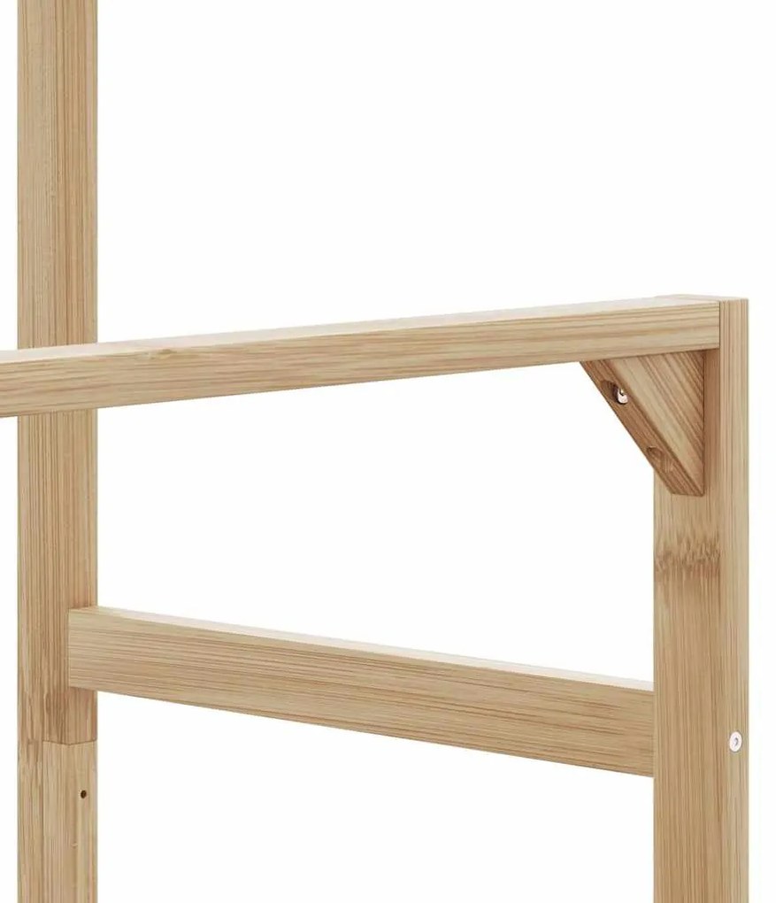 bambusz ruhaállvány polcokkal és kerekekkel 90x35x155 cm