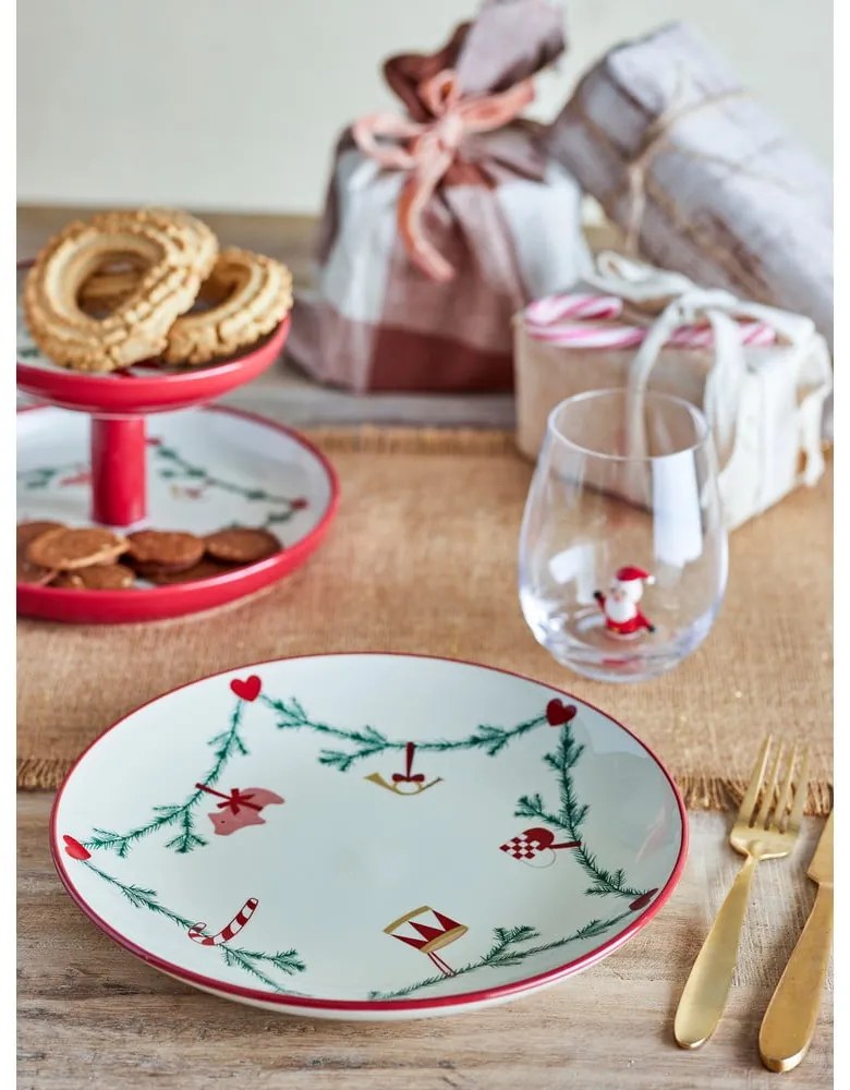 Krémszínű agyagkerámia tányér karácsonyi mintával ø 25,5 cm Yule – Bloomingville