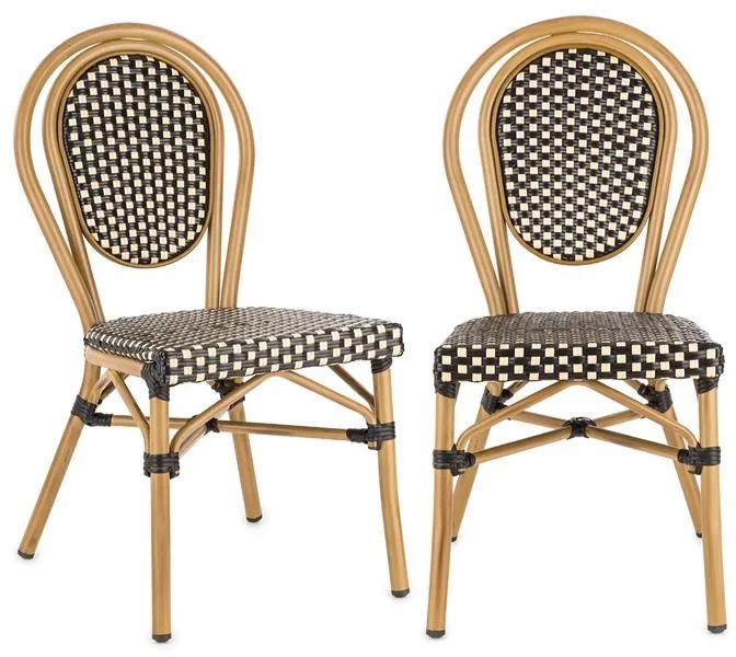 Montpellier BL, bisztró szék, egymásra rakhatók, alumínium keret, fekete-krémszínű