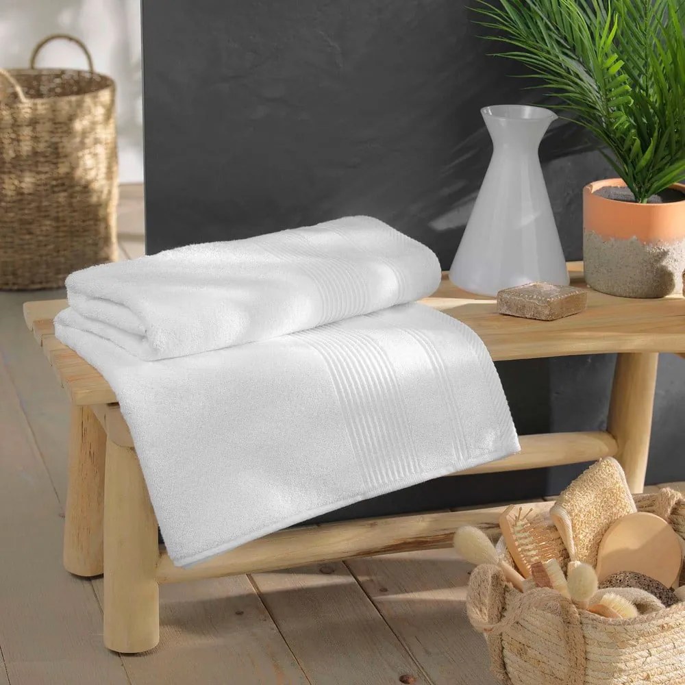 Fehér frottír pamut fürdőlepedő 90x150 cm Tendresse – douceur d'intérieur