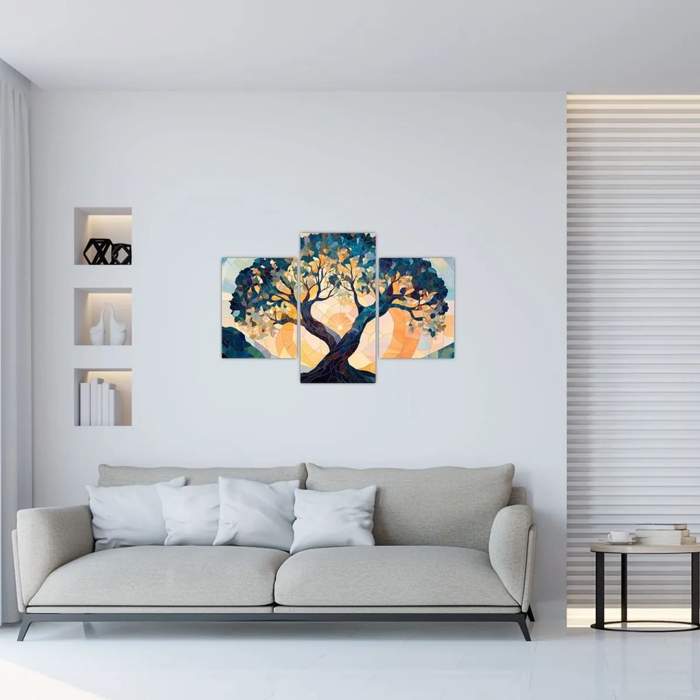 Kép – Mozaik – nap és fa II. (90x60 cm)