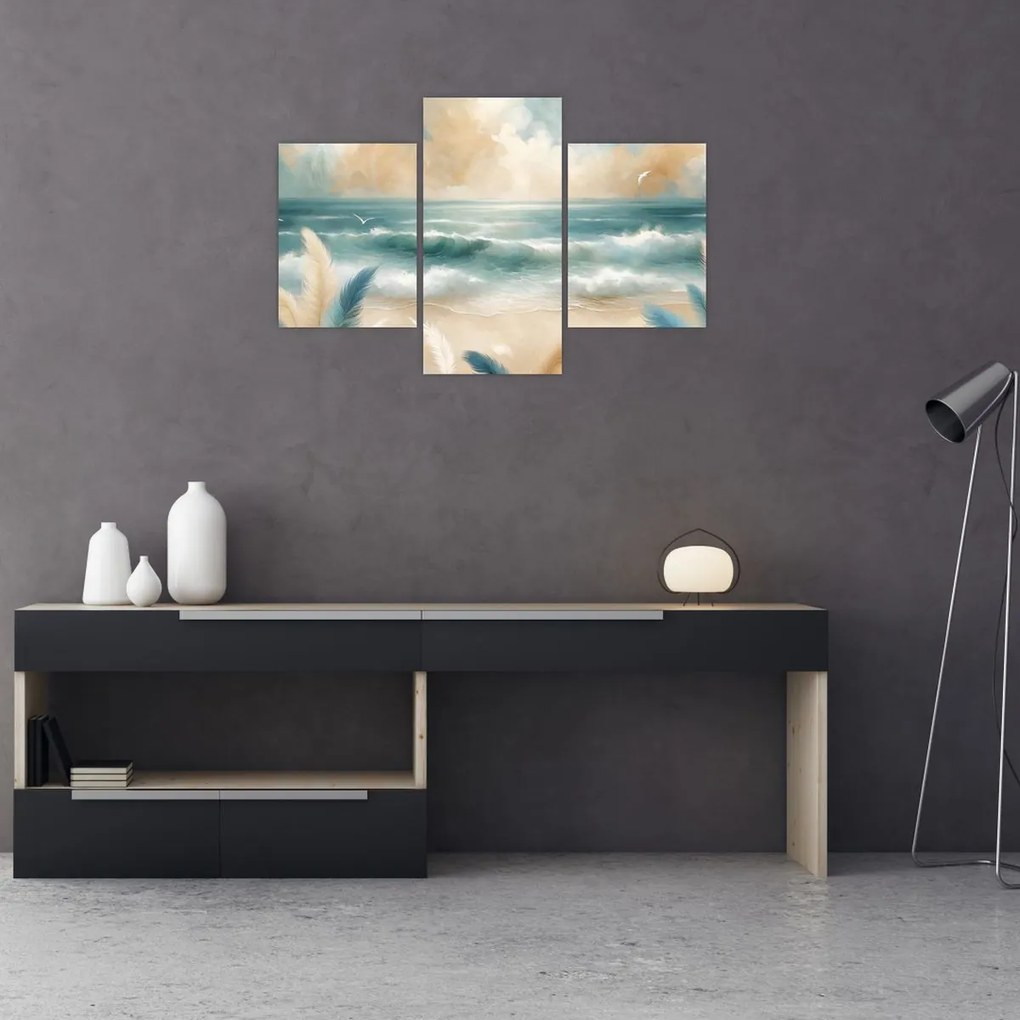 Kép – Festett strand lágy színekben (90x60 cm)
