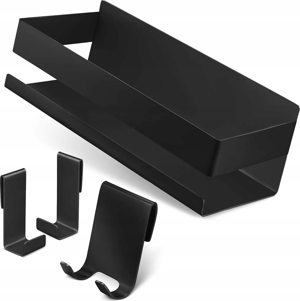 Liebheim Fürdőszobai Zuhanypolc Akasztókkal Fém Fekete