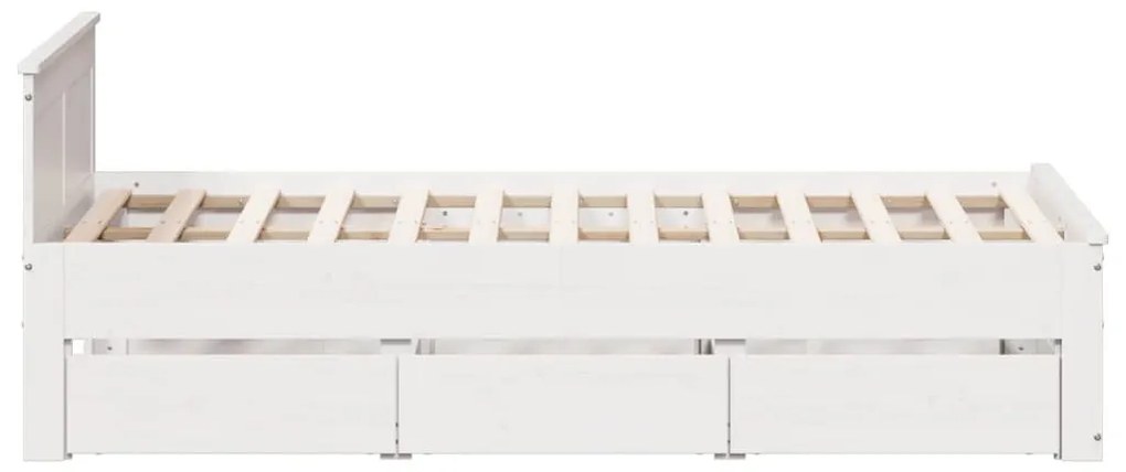 fehér tömör fenyőfa fejtámlás ágykeret matrac nélkül 135x190 cm