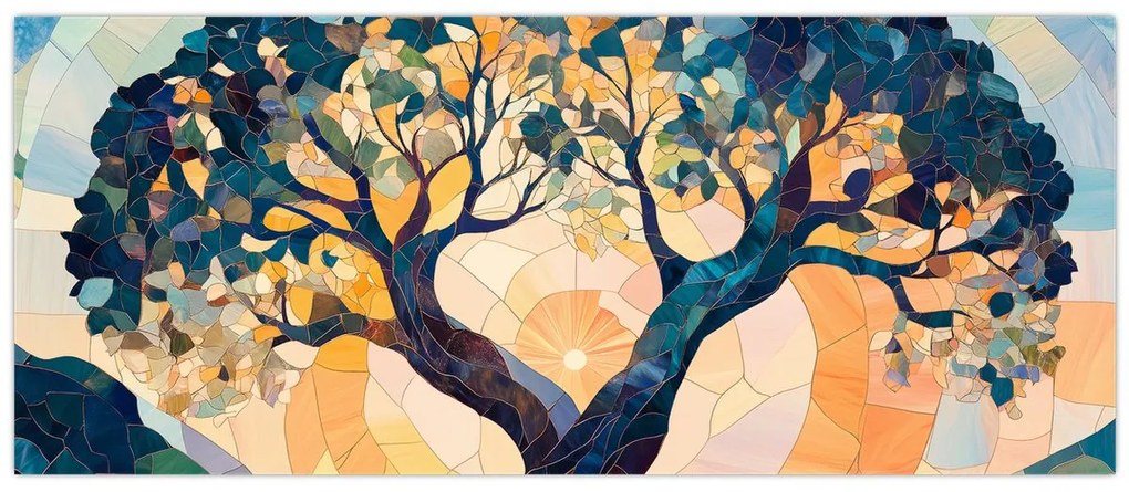 Kép – Mozaik – nap és fa II. (120x50 cm)