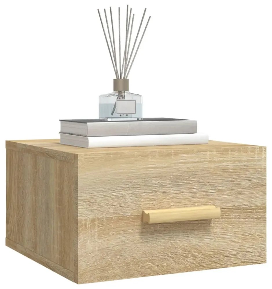 2 db sonoma tölgy falra szerelhető éjjeliszekrény 35x35x20 cm