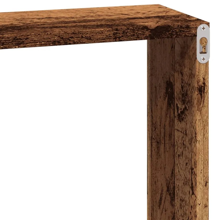 antik fa színű szerelt fa faliszekrény 100 x 16 x 30 cm