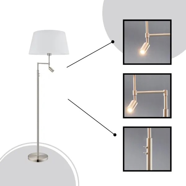 Eglo 94946 - Állólámpa SANTANDER 1xE27/60W + 1xLED/2,1W