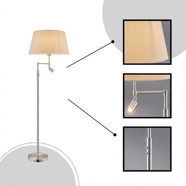 Eglo 94946 - Állólámpa SANTANDER 1xE27/60W + LED/2,1W
