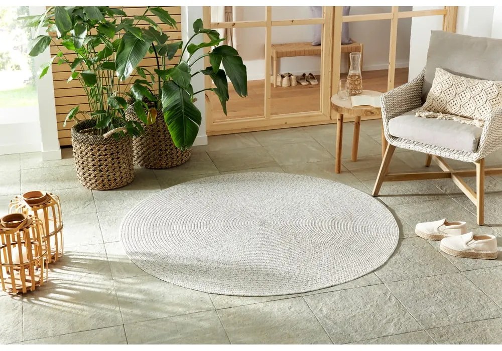Fehér-bézs kerek kültéri szőnyeg ø 150 cm - NORTHRUGS