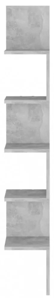 betonszürke szerelt fa fali sarokpolc 20 x 20 x 127,5 cm