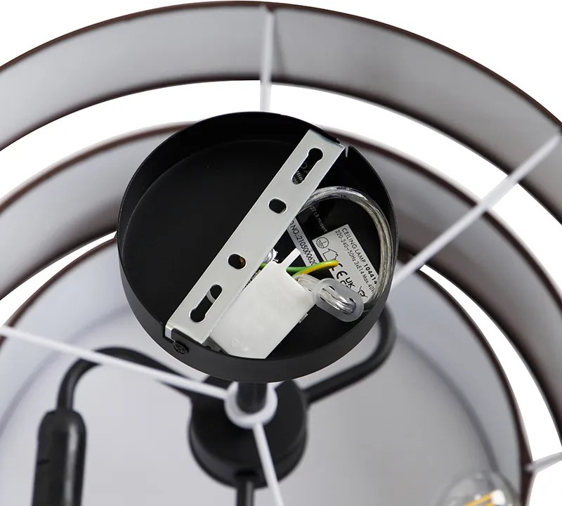 Modern mennyezeti lámpa barna 45 cm 3 lámpás - Drum Trio