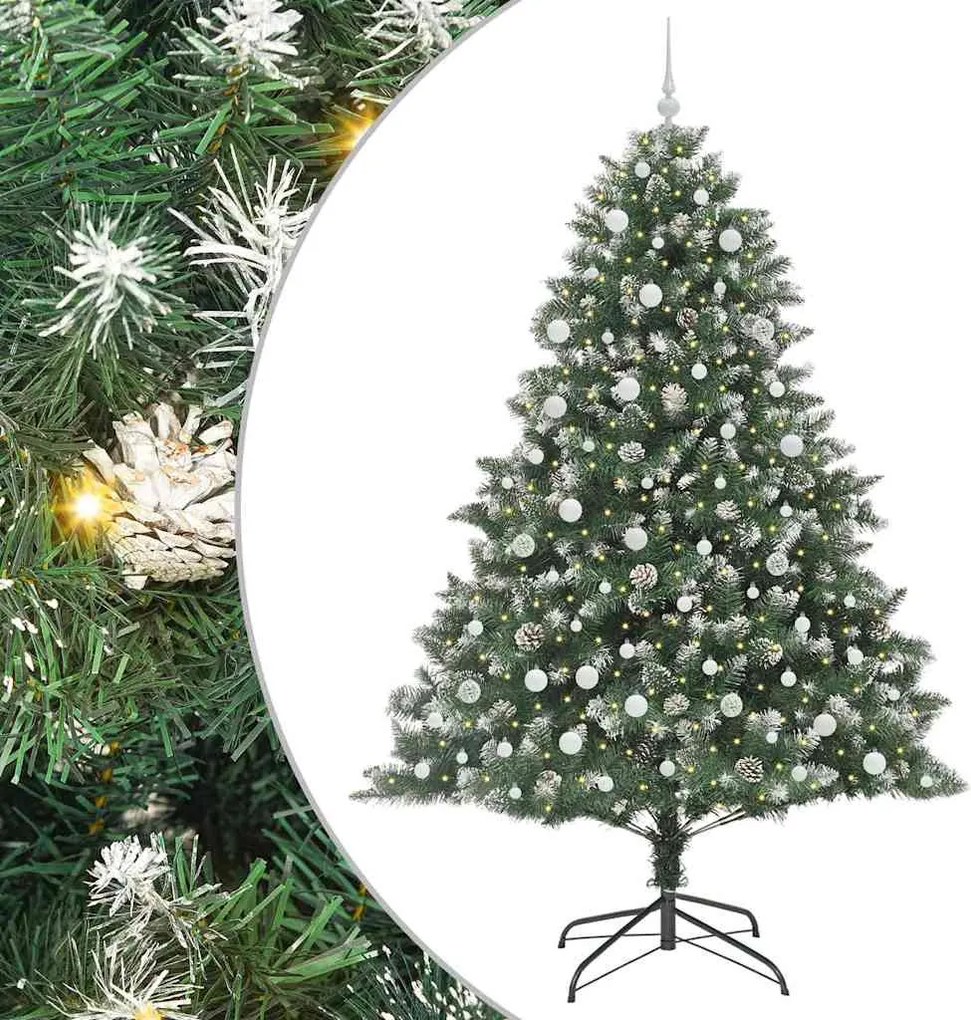 vidaXL Mű karácsonyfa 300 LED-del Zöld 240 cm PVC és Műanyag és Acél