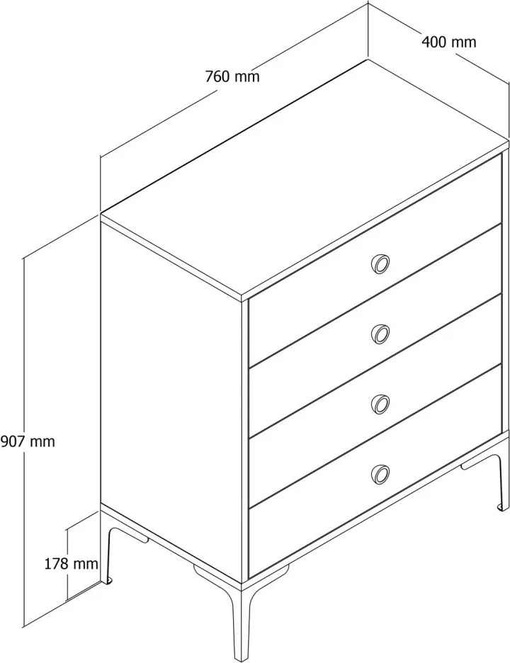 Lizbon komód, dió-fehér, 76 cm – TR845HCT1202