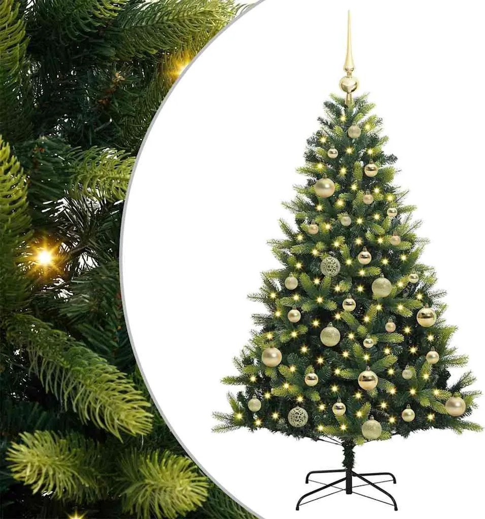 vidaXL Műanyag Hajtogatott Karácsonyfa 150 LED-del Zöld 120 cm